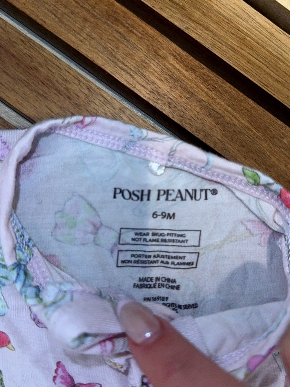 Posh Peanut Carlita Hair Salon 6-9 Ruffle Footed onesie pajamas baby Bamboo EUC - Picture 6 of 7